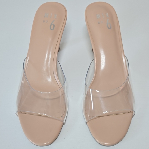 Mix No. 6 Cream and Tan Heels with Clear Strap - Picture 3 of 6